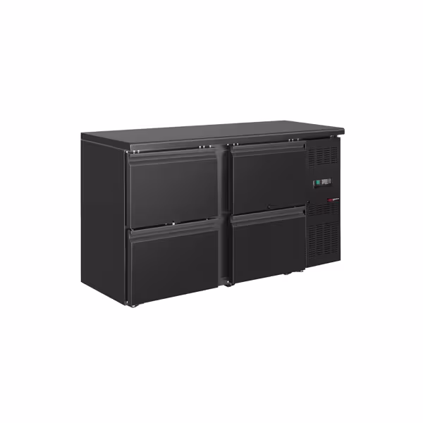 Bar- & Getränkekühltisch ECO - 1462mm - mit 4 Schubladen - Schwarz