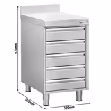 Ladekast met 5 laden voor deegballen & achterwand - 500x700mm