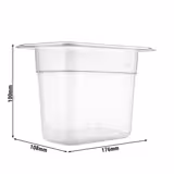 (6 pièces) Bac en Polycarbonate GN 1/9 - Transparent - Hauteur : 100 mm
