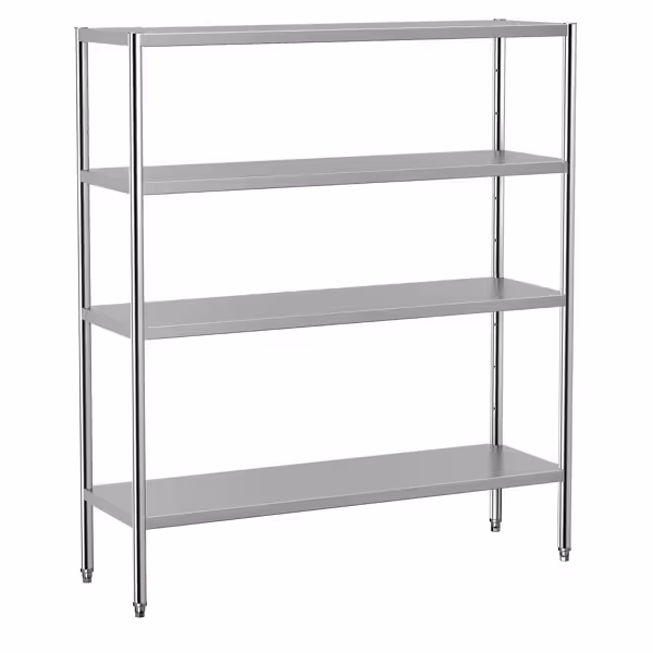 RVS stelling ECO - 1600x1800mm - Diepte: 500mm - met 4 legborden (in hoogte verstelbaar) - Draagvermogen per schap: 70kg