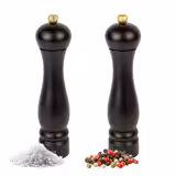 (12 pieces) PEUGEOT | Clermont Salt & Pepper Mills Set – 24 cm height - beech wood - chocolate - top-screw grind - CE marked - for dry salt (≈4 mm)