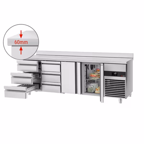 Soğutmalı Tezgah PREMIUM  - 2330x700mm - 2 Kapılı & 6 Çekmeceli 
