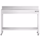 Table de travail en inox PREMIUM - 1200 x 600 mm - avec tablette inférieure, dosseret et roulettes