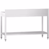 Mesa de trabajo de acero inox.  PREMIUM 1,4 m - con zócalo y estante inferior