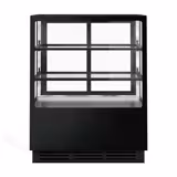 Süteményes vitrin - 378 l - 1 000 mm - dupla üvegezés - egyenes frontüveg - 2 üvegpolccal - LED világítással - fekete - UK piacra