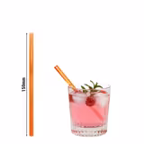 (50 szt.) Słomki szklane - 150mm - ø8mm - proste - Neon Orange - ze 1 szczoteczką do czyszczenia z nylonu