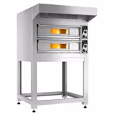 Elektrisk pizzaugn (el-däck/box) - 4+4 x Ø 33 cm - 2‑däck - 990x1210 mm - 400 °C - Manuell - inkl. huv & underrede