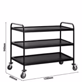 Servis Arabası - 1200x600mm - 3 Katlı - Siyah