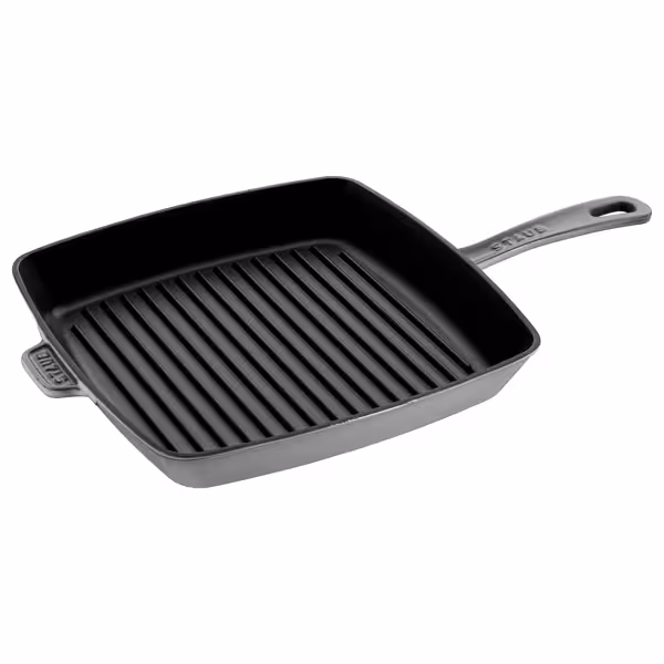 STAUB | Pure Grill Square Cast Iron Grill Pan – 30x30 cm - Graphite Grey - American Grill, Enamelled Interior