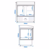 Pizzawerkbank PREMIUM - 935x700mm - met granieten werkblad - met 1 deur & 2 laden