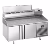 Commercial Pizza Prep Counter - Granite Top PREMIUM PLUS - 1738x800mm - with 2 doors - incl. refrigerated topping unit - 6x GN 1/3