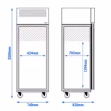 Tiefkühlschrank ECO - GN 2/1 - 700 Liter - mit 1 Tür - Edelstahlinnentür
