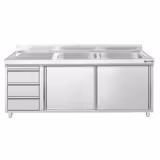 Spülschrank PREMIUM - 2000x600mm - mit 3 Schubladen & 2 Becken rechts