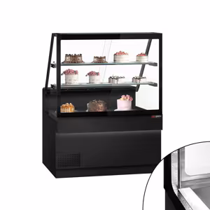 Koelvitrine TORONTO - 1300mm - Dubbele beglazing - Zwarte voorkant - 2 planken - Zwart granieten werkblad