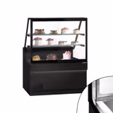 Vitrină frigorifică orizontală - 1300mm - 2 rafturi - față neagră - blat de lucru din granit negru