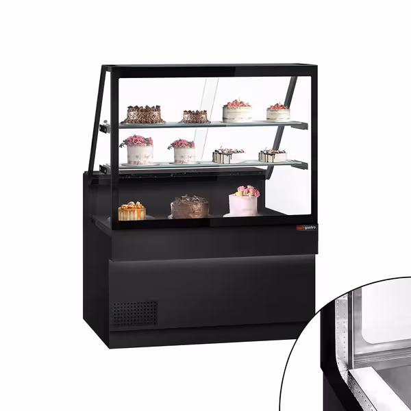 Kyldisk TORONTO - 1300x880x1400 mm - 1200 l - färg svart - dubbelglas - med 2 hyllplan