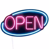 LED Leuchtschild - OPEN - dimmbar - Blau - Pink