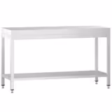 Mesa de trabalho em aço inoxidável PREMIUM - 1600x700mm - com prateleira inferior & com travessas de reforço