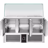Commercial Saladette Counter PREMIUM - 1368mm - 288L - 3 glass doors - with glass canopy for 4 x GN 1/1