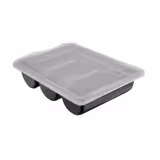 Vassoio portaposate - con 3 scomparti - incl. coperchio - Nero - 415x300mm - Altezza: 107mm - polipropilene (PP)