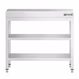 Mesa de trabalho em aço inoxidável PREMIUM - 700x600mm - com prateleira inferior & com prateleira intermédia & com travessas de reforço
