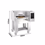 Doorloop pizzaoven - 980x1300x1070mm - tot 350°C - Touch - Bandbreedte: 400mm - incl. onderstel & wielen