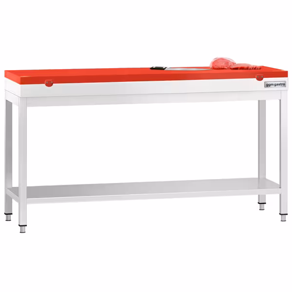 RVS werktafel PREMIUM - 2000x700mm - met onderschap - incl. snijplank Rood