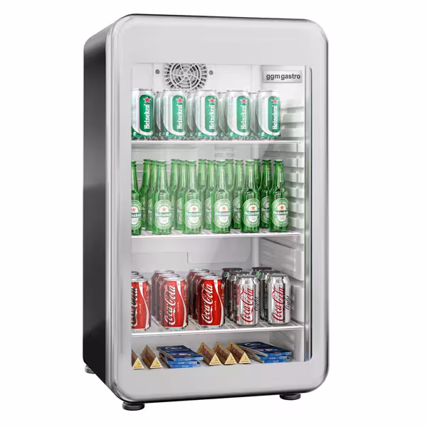 Mini displaykoelkast - 495mm - 113 liter - met 1 glazen deur & LED‑verlichting - zwart