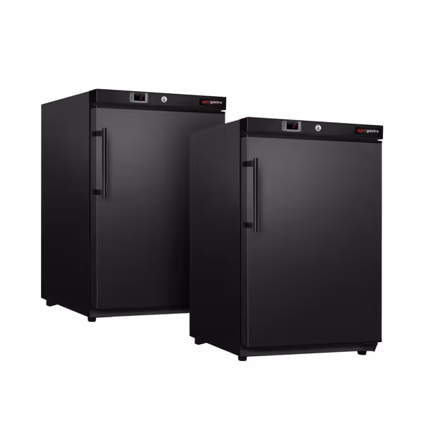 (2 stuks) Tafelmodel Voorraadkoelkast ECO - 200l - met 1‑deurs dichte deur & 3 roosters - binnenzijde kunststof - zwart