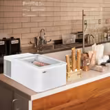 Vetrina gelato da banco - 465mm - Refrigerazione statica - per 2x Vasca da gelato da 5 Litri - Bianco - Apertura coperchio lato lato cliente