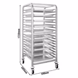 Chariot à glissières en acier inoxydable - GN 2/1 - 17 niveaux