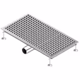 Edelstahl Bodenablauf - 750x400mm - flache Ausführung & seitlicher Ablauf - Ø 70mm