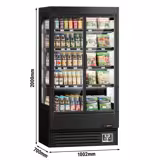 Supermarkt-wandkoelmeubel - 1002mm - 440 liter - met 2 dubbelglas glazen draaideuren & 4 schappen - zwart