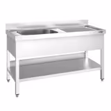 Stainless Steel Commercial Sink Unit PREMIUM - 1600x600mm - with Single Bowl Left-hand - with Undershelf