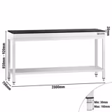 Table de travail en inox PREMIUM - 2000x700 mm - avec tablette inférieure - avec un plateau de travail en granit