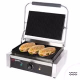 Kontaktgrill / Hamburger Grill - 3 kW - oben & unten Gerillt - Grillfläche: 340x230mm