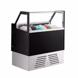 Vitrine à glace EMMA – 1190 mm – refroidissement ventilé – pour 6 bacs à glace de 5 litres ou 4 bacs de 7 litres – noir