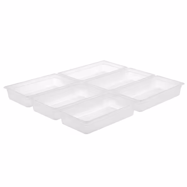 (6 stuks) Polycarbonaat GN-bak GN 1/1 - transparant - 13,0 liter - Diepte: 100mm