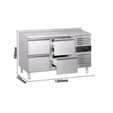 Koelwerkbank ECO - 1360x700mm - met 4 laden & met achterwand