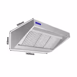 Cappa a parete Professionale Snack autoaspirante - 1400mm - Prof.900mm - con regolatore di velocità, filtri a labirinto antigrasso e illuminazione LED