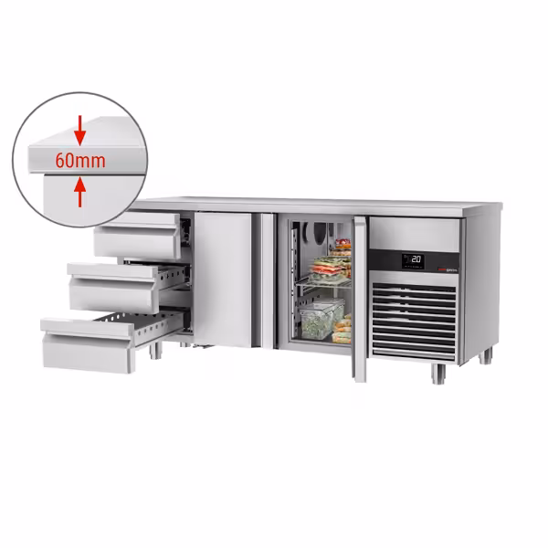 Commercial Refrigerated Worktable PREMIUM - 1865x700 -  2 Doors - 3 Drawers