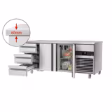 Commercial Counter Fridge PREMIUM - 1865x700mm - with 2 doors - 3 drawers - capacity 474 litres