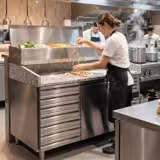 Pizzawerkbank PREMIUM - 1500x800mm - met granieten werkblad - met 1 deur & 7 laden - incl. opzetkoelvitrine - 7x GN 1/4