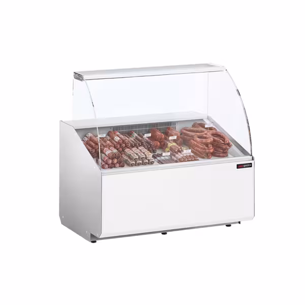 Banco gastronomia professionale - 944x979mm - Statica - 200 L - Vetro dritto - 4 lati vetro - Colore Grigio scuro - Pannello frontale Bianco - con 1 porte battenti