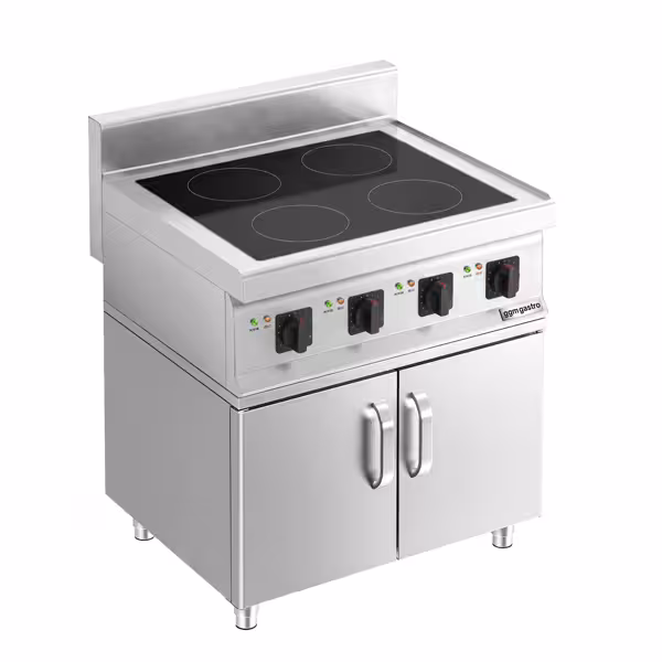 Cucina a induzione professionale - MARIO 700 - 800x700x1007mm - 14,0 kW - 4 zone a induzione - su armadio chiuso con 2 porte