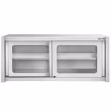 Nerezová nástěnná skříňka - 1600x400 mm - s posuvnými skleněnými dveřmi - výška 650 mm