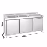 Lavello - 1800x700 mm - con cestino e 2 lavabi a sinistra