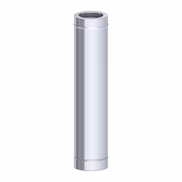 Straight Flue Pipe - in Stainless Steel - Length: 1.0 m - for Outer Pipe Ø 250 mm - Ø 200 mm