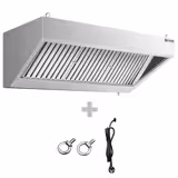 Hotte de parede PROFISSIONAL - 1400mm - com filtros baffle em inox, iluminação e com calha/coletor e torneira de drenagem de gorduras