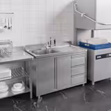 Commercial Sink Cabinet - 1200x600mm - with 1 bowl left-hand - 3 drawers